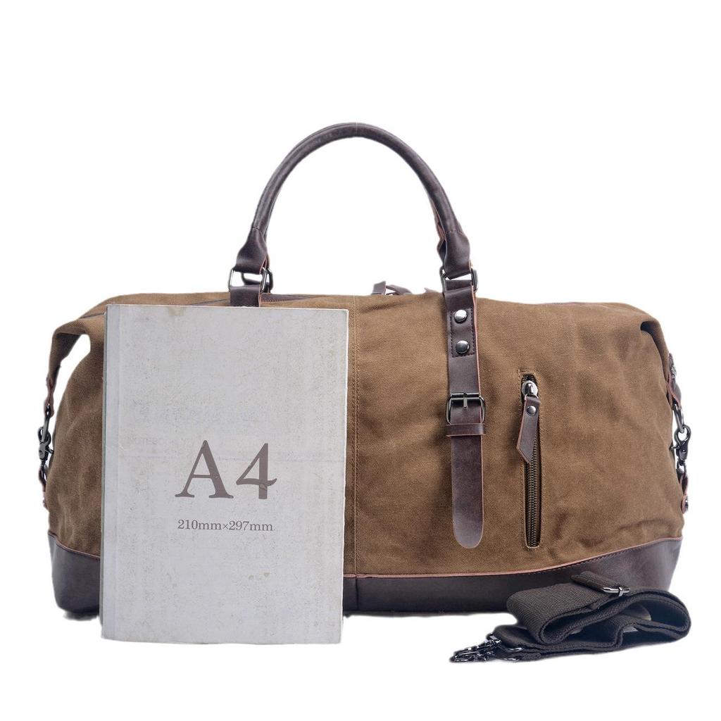 Men's Large Capacity Canvas Messenger Bag with Imitation Leather - Great for Travel and Fitness.