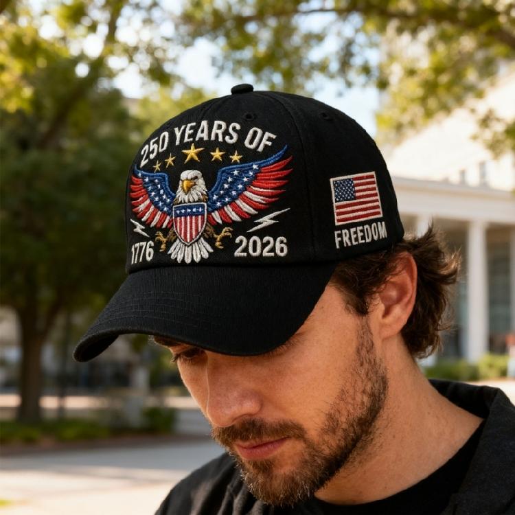Patriotic Embroidered Baseball Cap 250th Anniversary Machine Washable Adjustable Strap For Adults