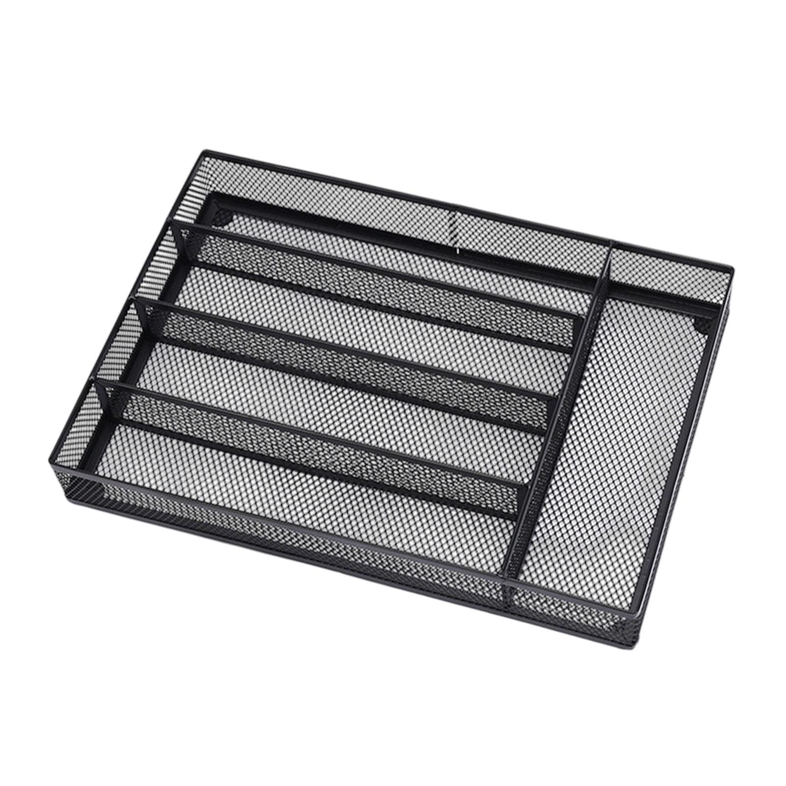 

Kitchen Drawer Carbon Steel Anti Slip Mesh Wire Utility Cutlery Tray Silverware Flatware Storage Divider for Spoons Forks