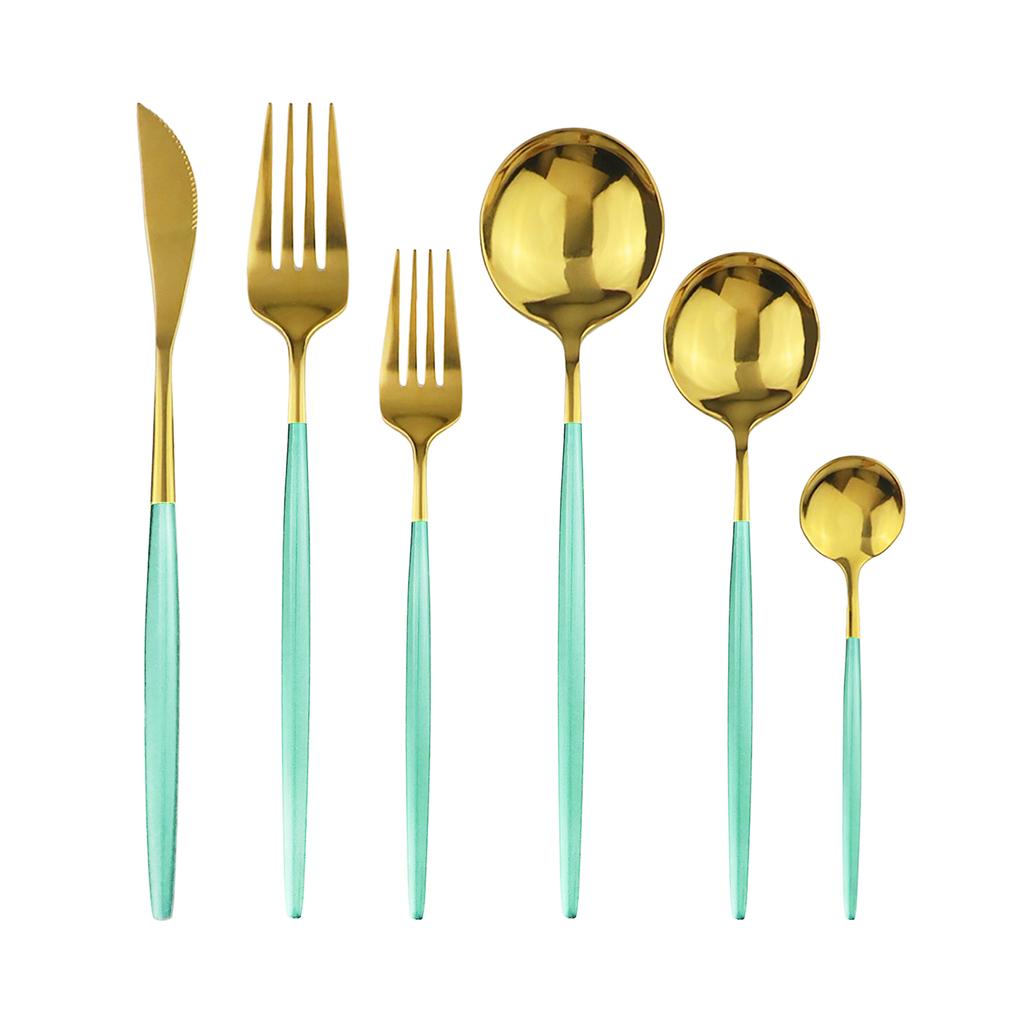 6 ks Bílé zlato Sada zrcadlových příborů Nůž Vidlička Kávová lžička Sada příborů Sada nádobí z nerezové oceli Sada kuchyňského nádobí Sada příborů