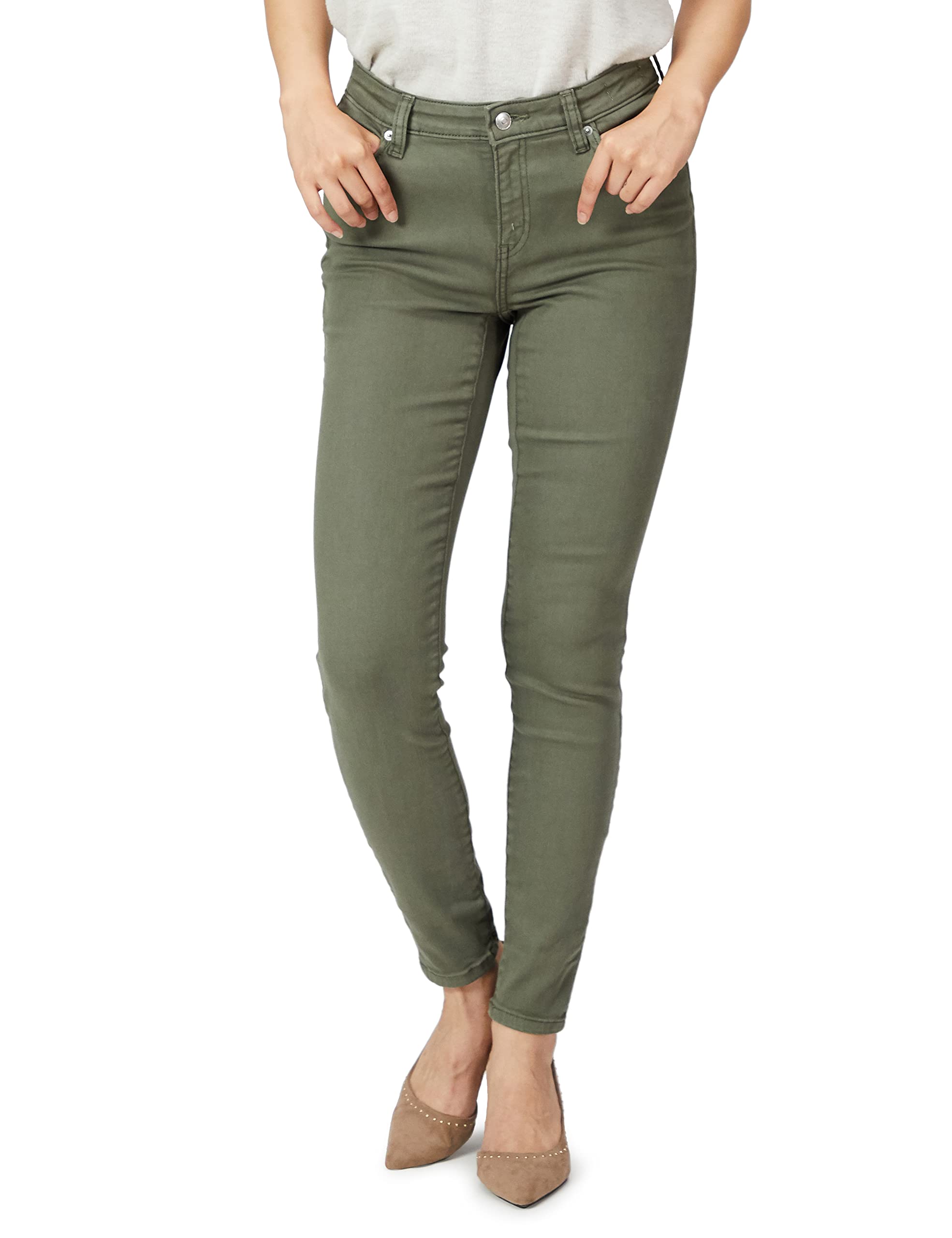 

Amazon Essentials Women s Mid-Rise Stretch Skinny Jeans, Light Olive, Sizes S-M