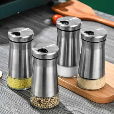 Ayarlanabilir Dökme Delikleri ile 2 Adet Tuz ve Biberlik Seti Cam Paslanmaz Çelik Baharat Şişesi Baharat Dağıtıcı Kolay Dolum Baharat Kavanozları