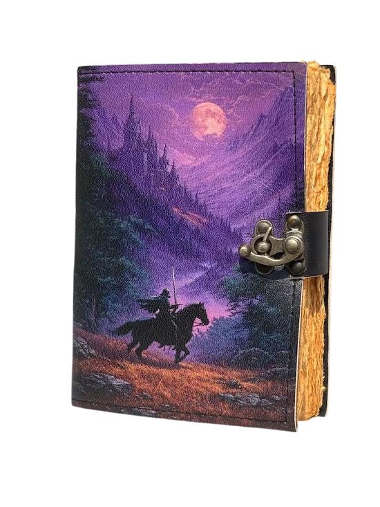 Кожаный дневник «Всадник в лунном свете» – Ручной работы, фэнтези-блокнот (5x7, 200 страниц)