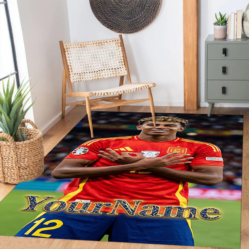Lamine Yamal 32 Customize Text Carpet Suitable for Living Rooms Dining Room Playrooms Bedrooms Antislip Carpet Anime Office Decor