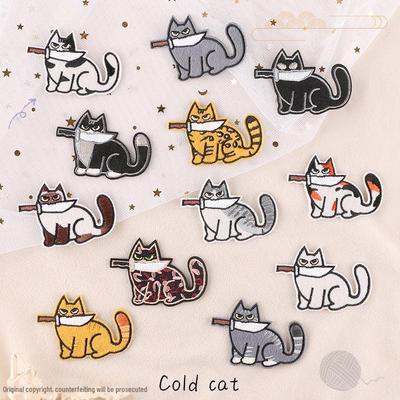 Aufnäher zum Aufbügeln mit Cartoon-Katze-Stickerei: Abzeichen für Kleidungszubehör