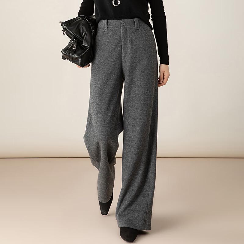Fanzhen Women's High-Waist Thick Woolen Wide-Leg Pants