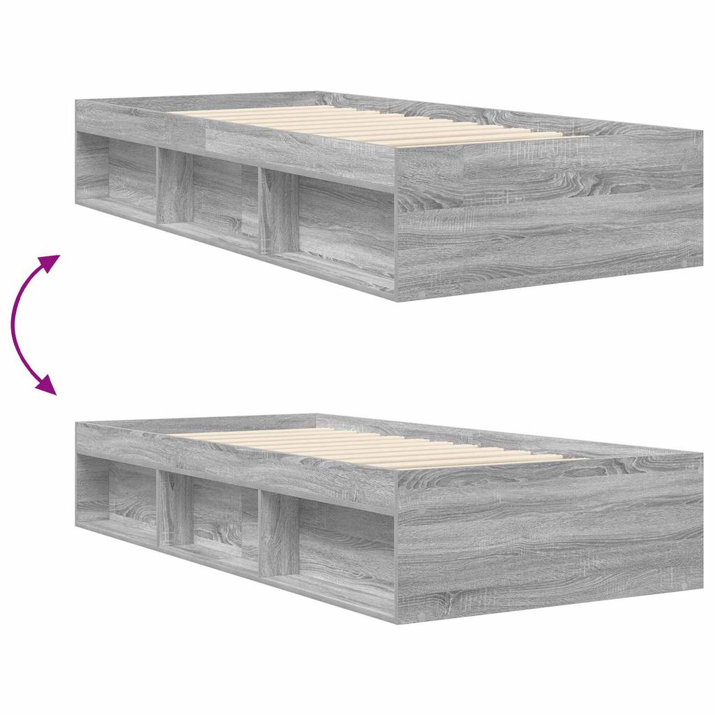 Bed Frame with Storage Space Grey Sonoma 80 x 200 cm Engineered Wood