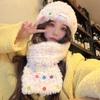 Wool Hat Color Button Fluffy Warm Knitted Hat Cute Fresh Autumn and Winter Versatile Cold Proof Scarf Trendy