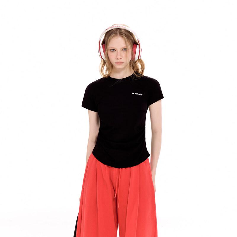 ICH MODE Women s Modal Ruched Waist T-Shirt L