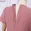 ZANZEA Rochie de vară casual pentru femei, cu gât rotund, patchwork din dantelă, cu mânecă scurtă