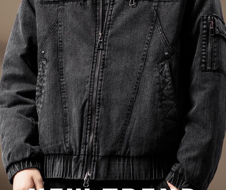 Luxury Men's Detroit Workwear 2025 Winter Duck Down Denim Jacket