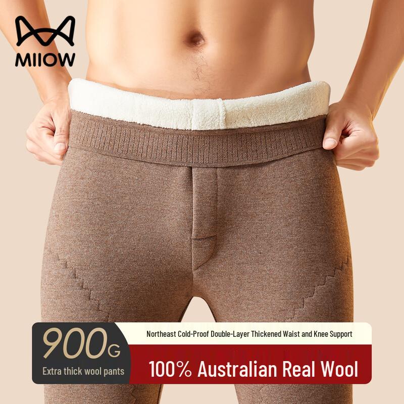 

MaoRen Men s Winter Lamb Wool Fleece-Lined Thermal Pants 3XL