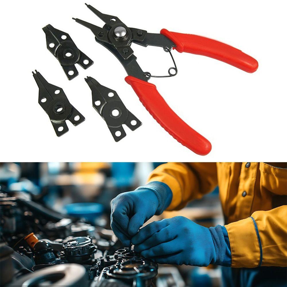 4-in-1 Circlip Plier Carboon Steel Multifunctional Snap Ring Pliers Set Anti Slip Easy To Operate Retaining Ring Pliers