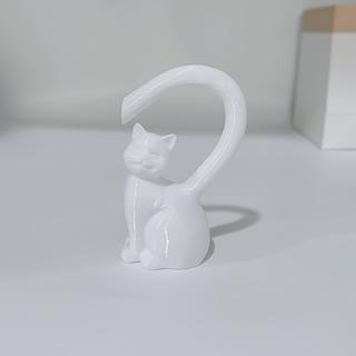 Couple Cat Statues, Cute Love Tail Black Cat and White Cat Animal Sculptures, Couple Anniversary Gifts, Home Decoration,