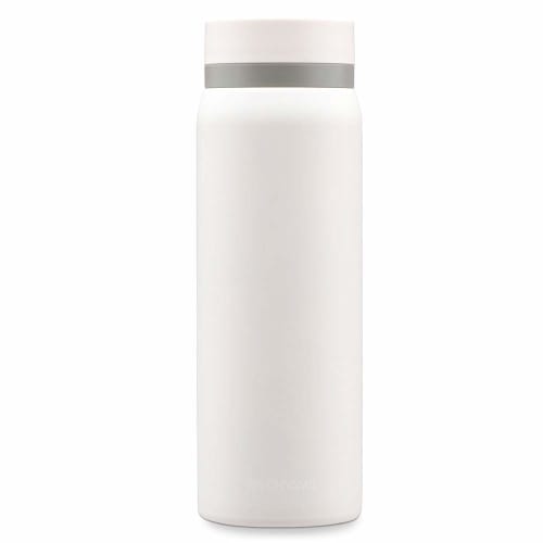 IRIS OHYAMA 500ml Screw-on Stainless Steel Mug Bottle in Smoky White. Keeps drinks hot above 70C or cold below 8C for 6 hours! Choose from two spout