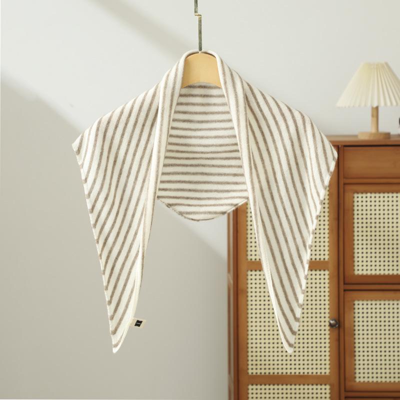 Women s 100% Pure Cashmere Striped Triangle Scarf - Versatile, Warm & Fashionable for Autumn/Winter