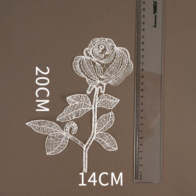 

Fish Thread Eyelash Embroidery Lace Cloth Sticker Water-Soluble Hollow Lace Piece Flower Embroidery Piece Wedding Dress Accessories Rose