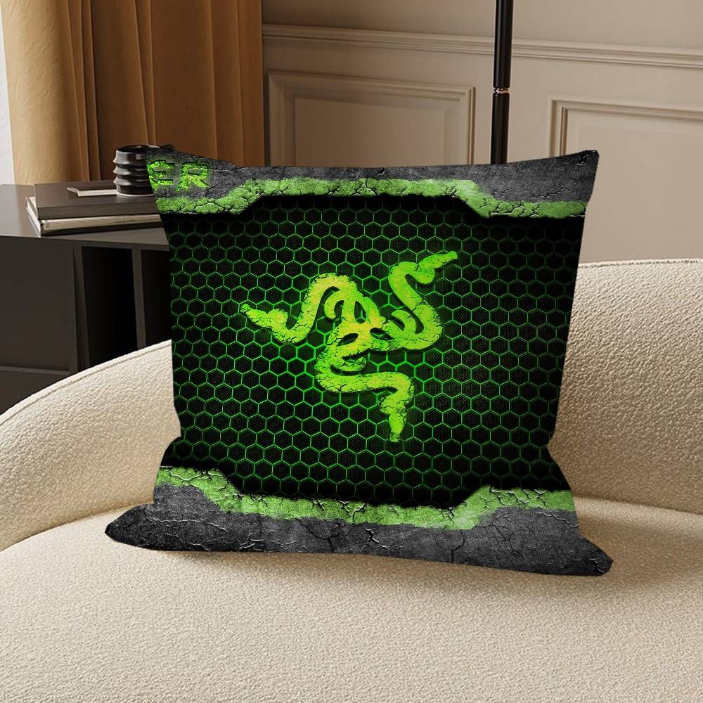 R-RazerS Logo-Kissenbezüge, Cartoon-Sofa-Dekoration, doppelseitig bedruckt, kurzplüschig, niedlicher Kissenbezug