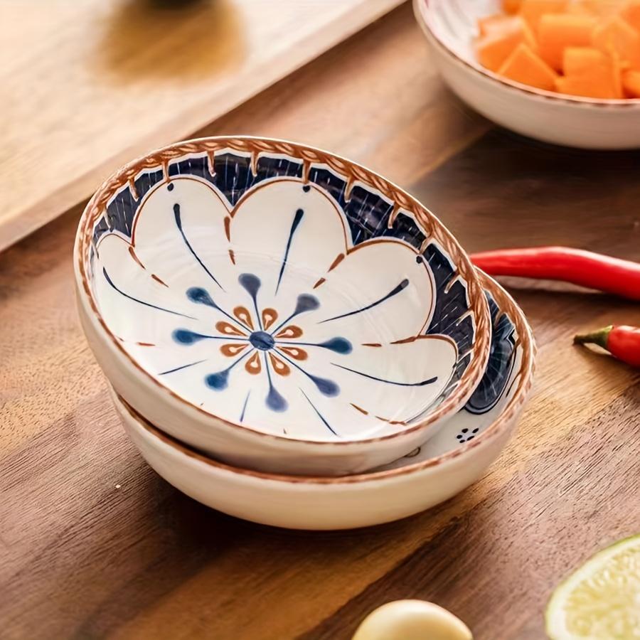 Butterfly Flower Series 4.5 Inch Rice Bowl Hand Painted Ceramic Retro Home Dining Tableware Set