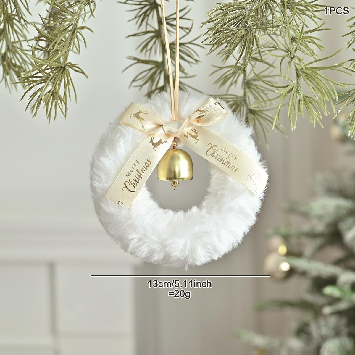 

Plush Christmas Wreath Decoration Pendant Window Display Door Trailer Hanging Christmas Bell Bow Wreath Xmas Tree Ornaments