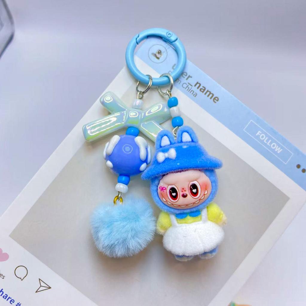 Flocking Pastoral Keychain Pendant Cute Doll DIY Accessories Mobile Phone Jewelry Pendant