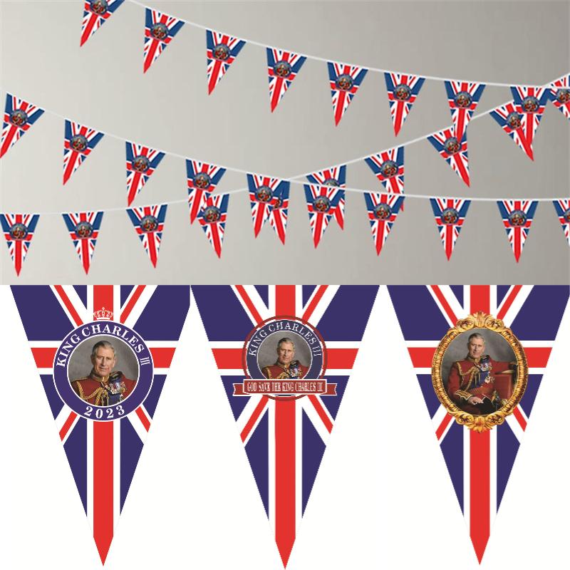 Charles King Iii Flag Banner Uk Coronation Ceremony Party Supplies Decoration