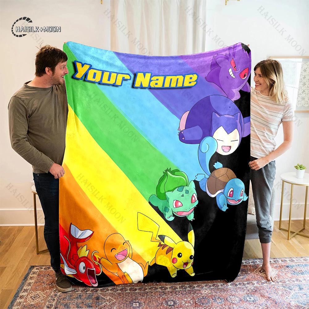 Free Shipping P-Pikachu C-charizard Print Blanket, for Bedroom Living Room Bed Sofa Office Nap Travel Camping Holiday Great Gift