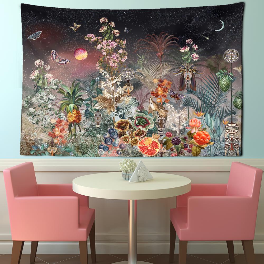 Customizable Palm Tree Tapestry Wall Hanging Tropical Leaves Floral Pattern Wall Beach Mat Animal Background Rug Tapestry
