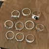 10PC Love Angel Butterfly Hollowed Out Tai Chi Skeleton Cross Carved Jewelry Ring Set