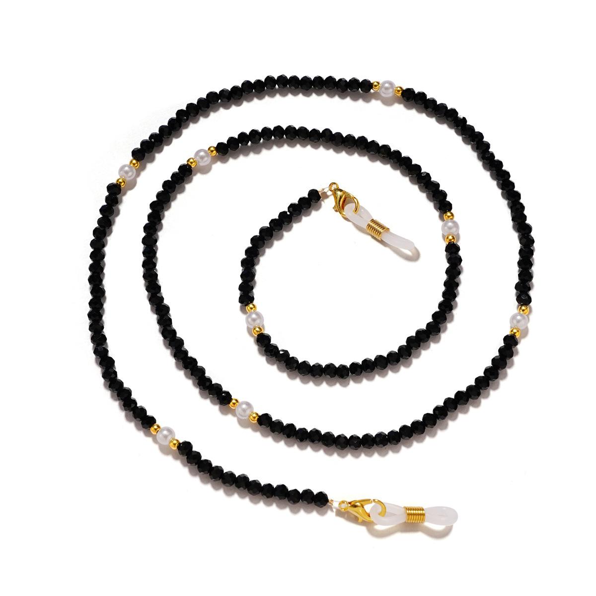 Pearl Crystal Glasses Chain women s Fashionable Sunglasses Reading Glasses Eye Hanging Chain Hanging Rope Simple Design чёрный