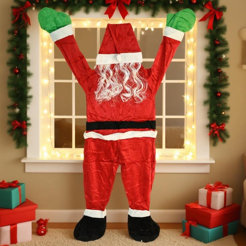 170/110cm Merry Christmas Santa Claus Climbing Window Balcony Roof Chimney Hanging for Outdoor Holiday Party Gift Decorations