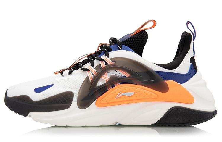 Li Ning Spark Ткань Легкие Нескользящие Легкие Противоскользящие Низкие Спортивные Повседневные Кроссовки Мужские Белый Оранжевый AGLQ057-6 41