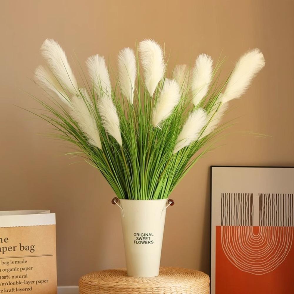 Neues DIY Künstliches Schilfgras Pflanzen Weiß Großer Bund Imitation Setaria 90cm Kunststoff Künstlicher Zwiebelgrasbüschel Garten