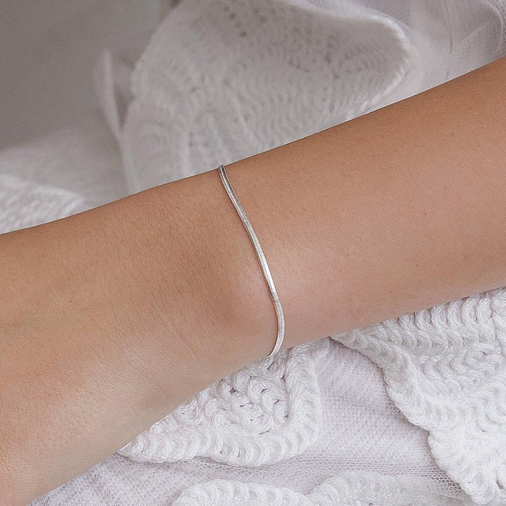 (Silver 925) Modern Flat Snake Chain Bracelet Br1795