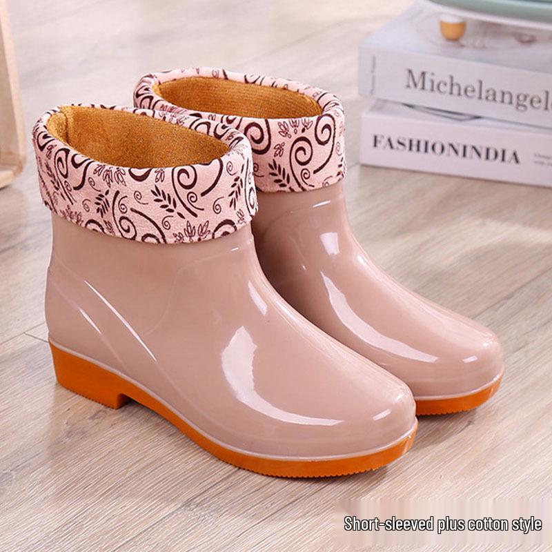 Women's Oxford Sole Waterproof Short Rain Boots - Non-Slip Fashion Outerwear Rubber Shoes