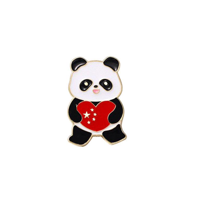 National Day five-star red flag commemorative badge, patriotic panda, literary clothing, schoolbag decoration, oil drop brooch