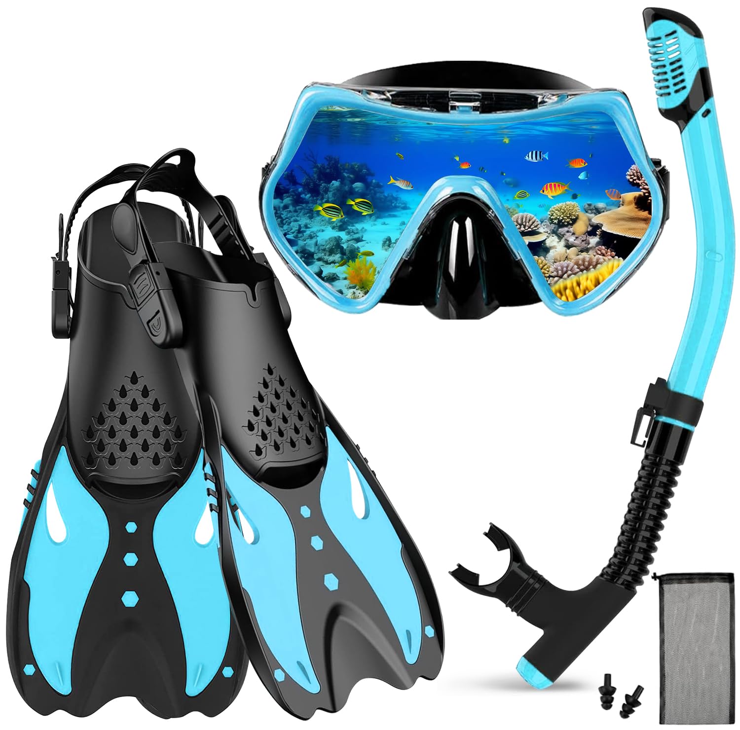 

Набор для снорклинга для лета Набор для снорклинга Поле зрения Маска для снорклинга Сухая трубка Ласты Закаленное стекло Легко надевать и снимать Хранение