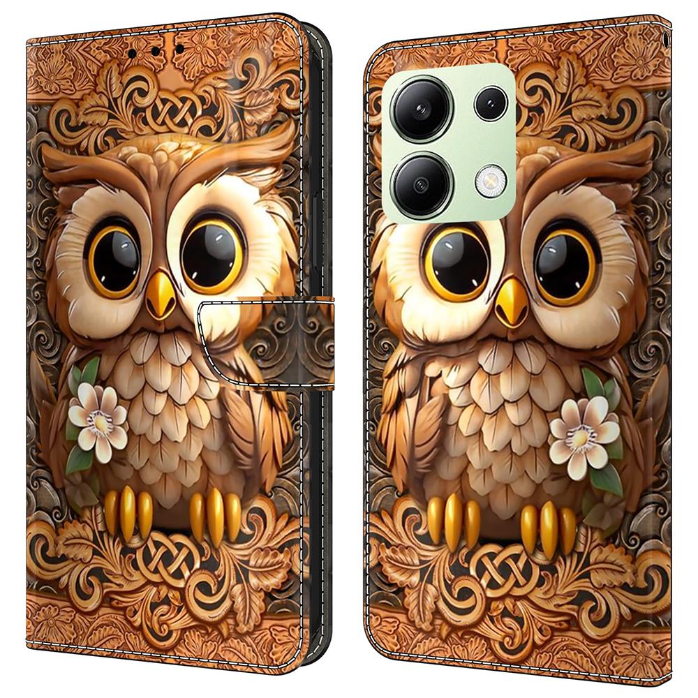 For Xiaomi Redmi Note 13 4G Case Pattern Printed Protective Cover TPU+PU Leather Flip Phone Case