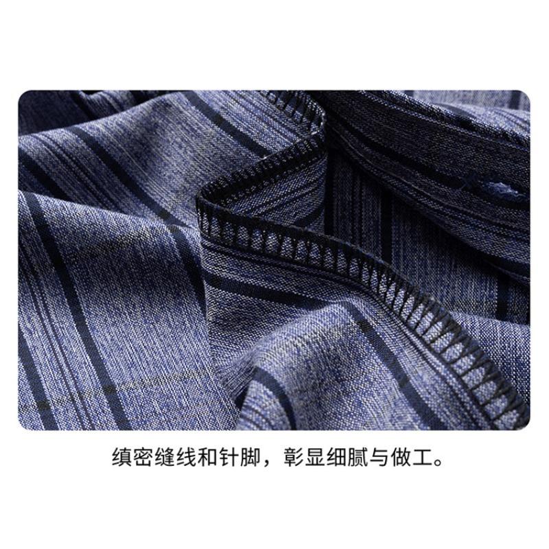 Men S Long Sleeve Striped Cotton Linen Blend Shirt For Autumn