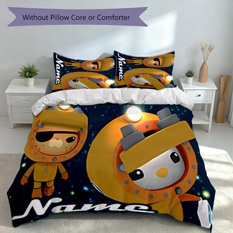 3pcs Custom Name Octonauts Bedding Set,Includes 1 Duvet Cover and 2 Pillowcases,All-season Bedroom Decor