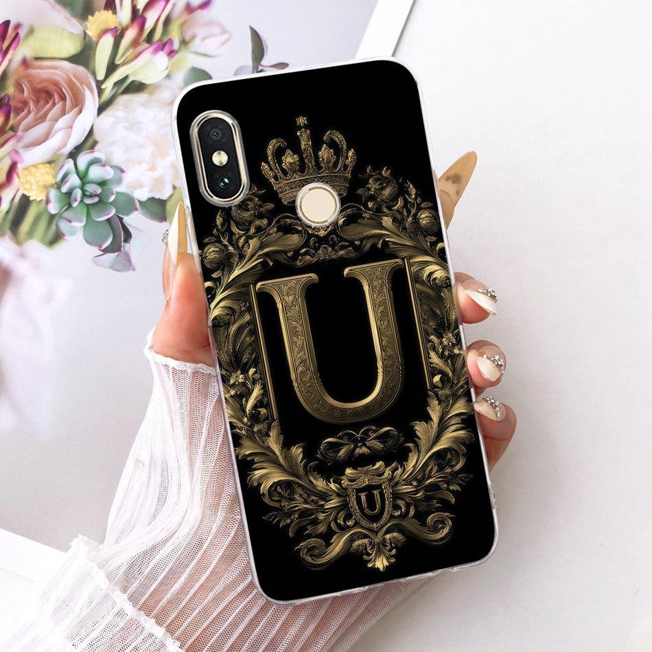 For Xiaomi Redmi Note 6 Pro Royal Crown Initial Letter Couple Phone Case For Redmi Note6 Soft Silicone TPU Covers Bumpers