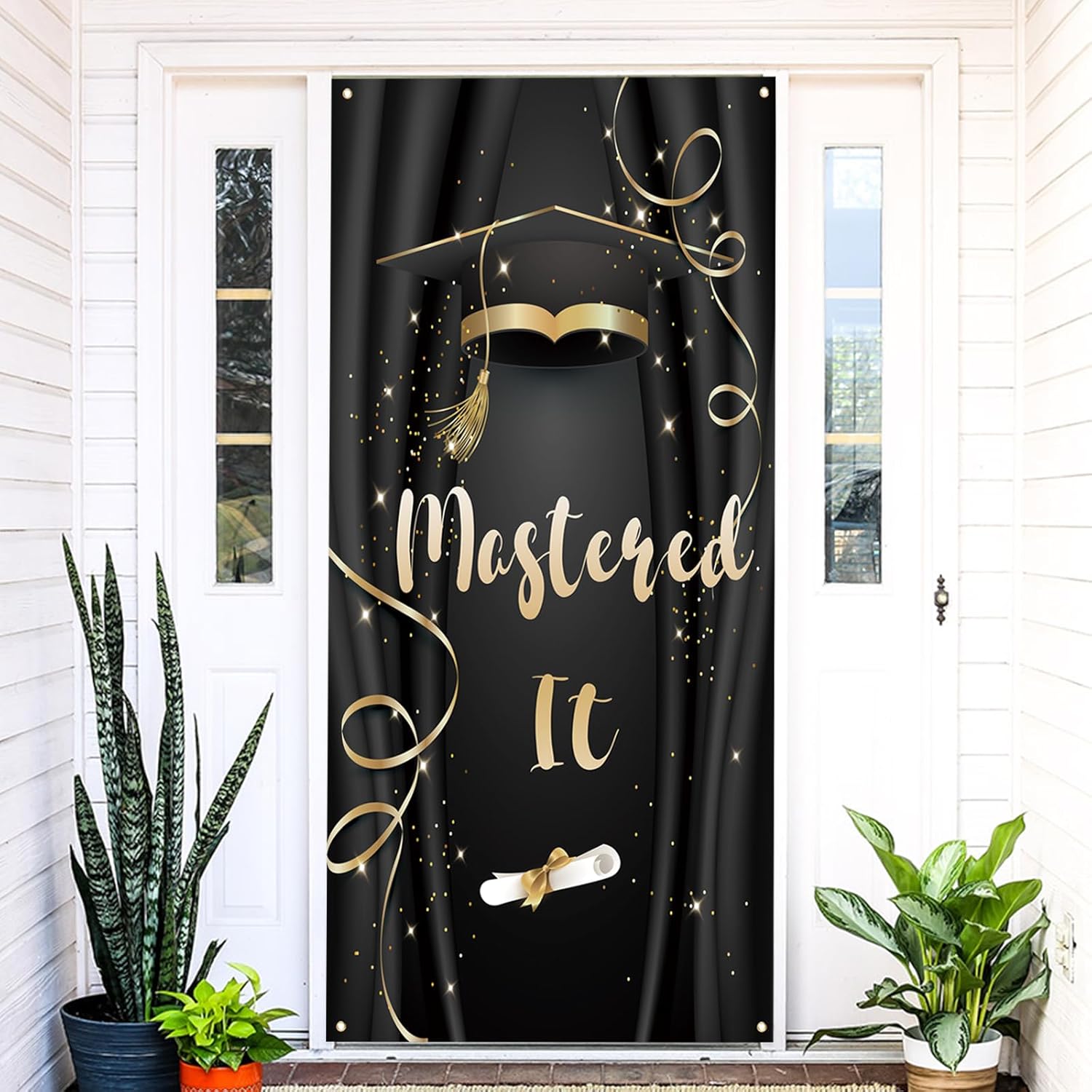 Labakita Mastered It Door Banner, Master s Graduation Banner for Door, Masters Degree Party Decorations, Masters Grad Favors, Graduation Party Indoor