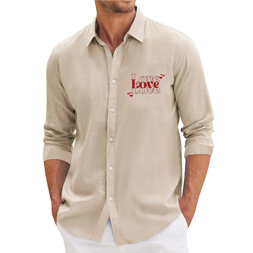 Męska koszula z długim rękawem, luźna, swobodna, z modnymi klapami
