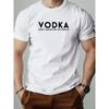 T-shirt da Uomo a Maniche Corte con Stampa VODKA - Estiva Casual Monocolore Girocollo con Vodka, Abbigliamento Casual da Uomo per Feste e Uso Quotidiano