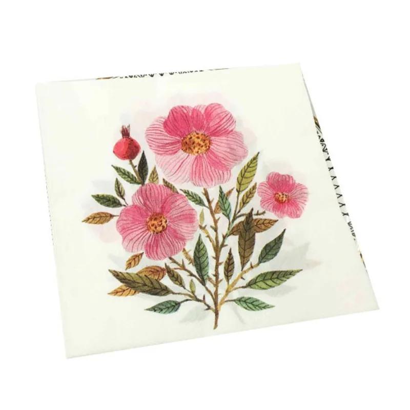 

20 шт./упак. 33*33 см 2-слойные одноразовые салфетки для вечеринок с цветочным узором