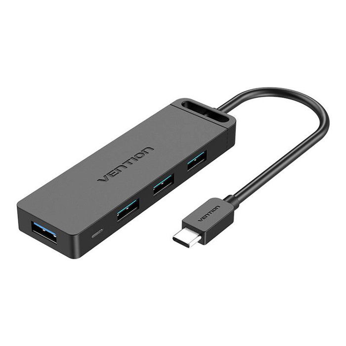 Hub USB 5-en-1 - VENTION - TGKBD - 4 Ports USB 3.0 - Câble USB-C 0,5 m - Noir
