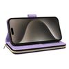 R20 For iPhone 15 Pro Case Zipper Pocket PU Leather Cover with 9 Card Slots