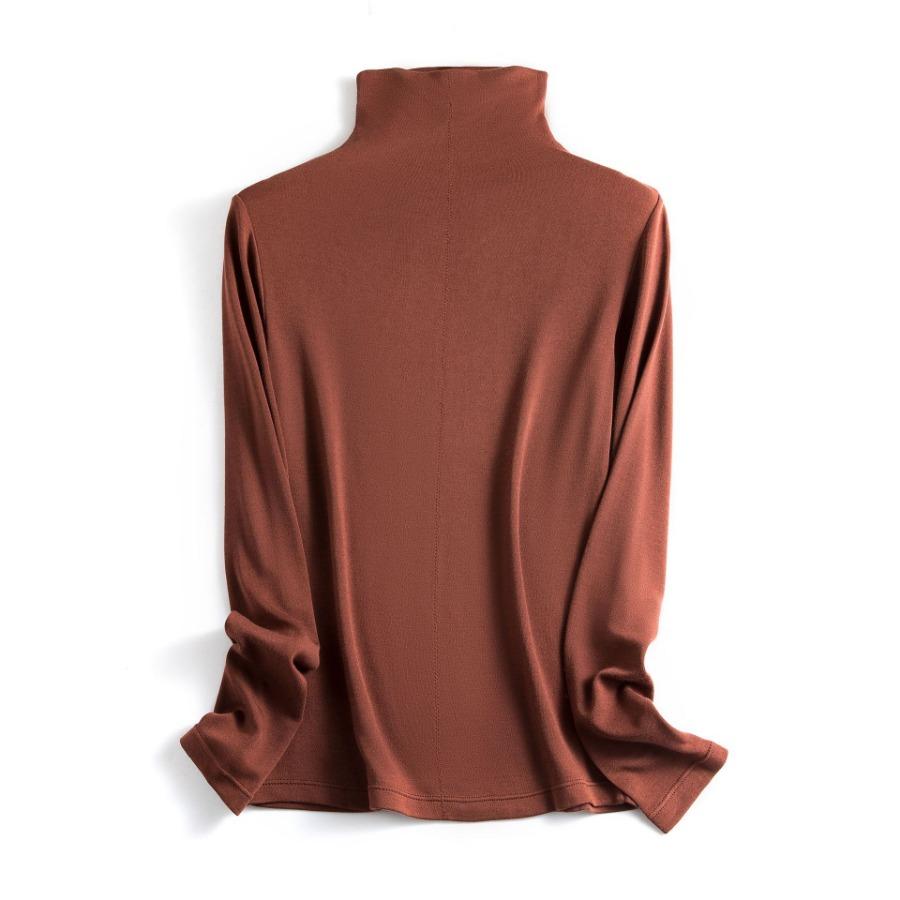 Cashmere Protein Essence Basic Shirt Women's Warm Pullover Iron Free High Collar Stacked Collar Underwear T Shirt Women