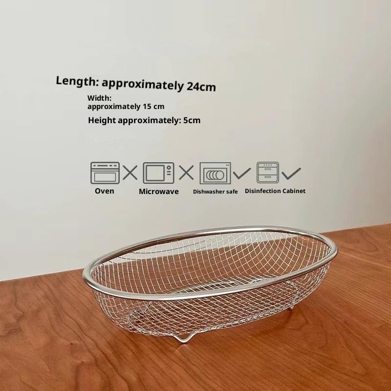 Stainless Steel Fruit And Vegetable Basket Oval Drainage Basket Mesh Frame Mesh Screen Kitchen Washing Basket Storage Basket
