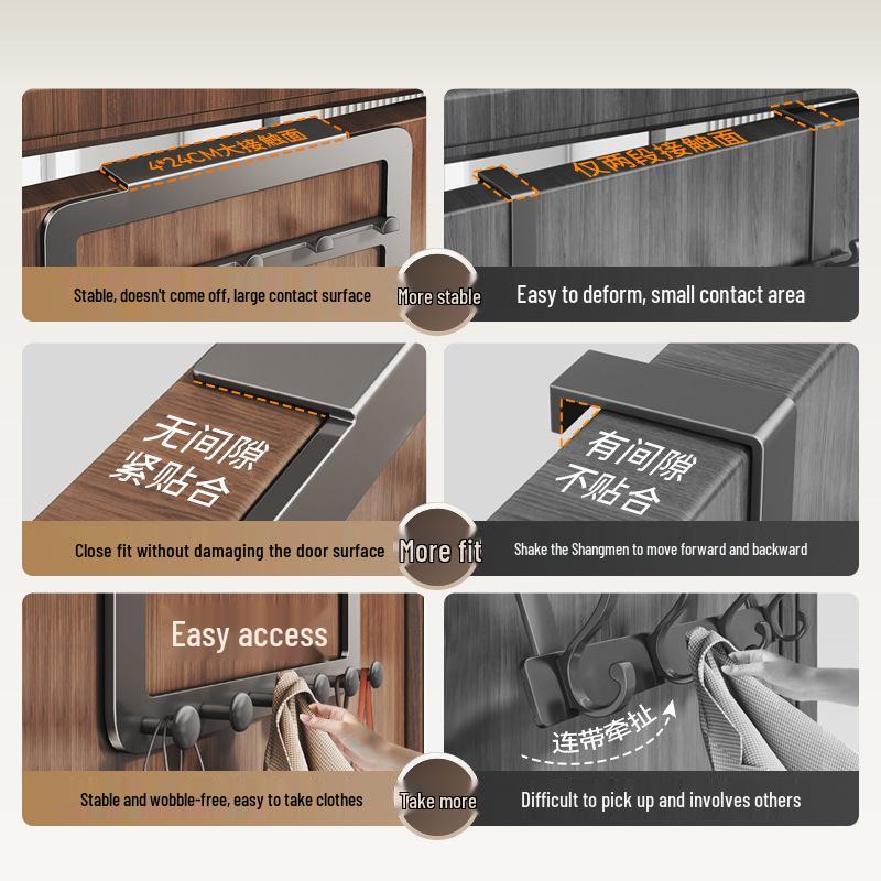 Over-the-Door Hook & Coat Hanger: No-Punch Wall-Mounted Storage Rack